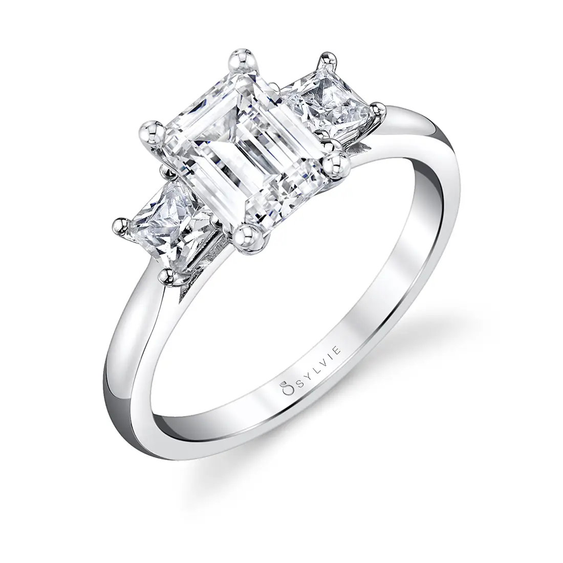 Emerald three hotsell stone diamond ring