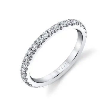 White Gold Thick Pave Wedding Band - Vanessa