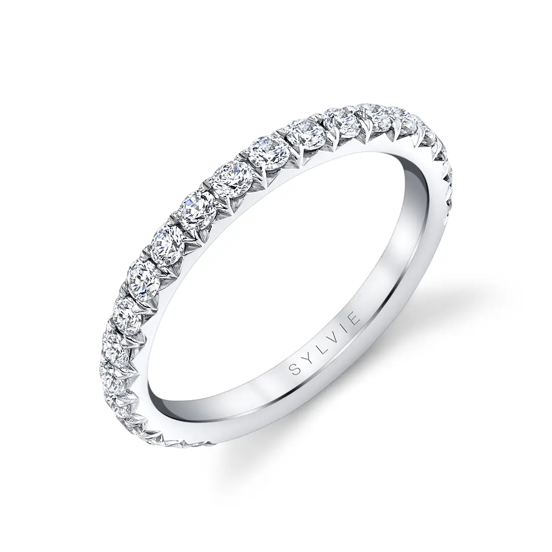 White Gold Thick Pave Wedding Band - Malencia