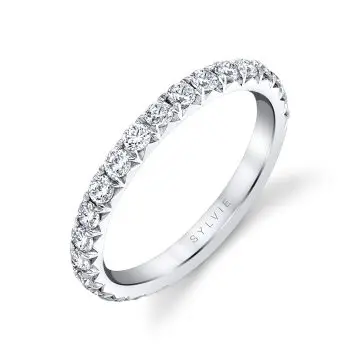 White Gold Wide Pave Wedding Band - Querida