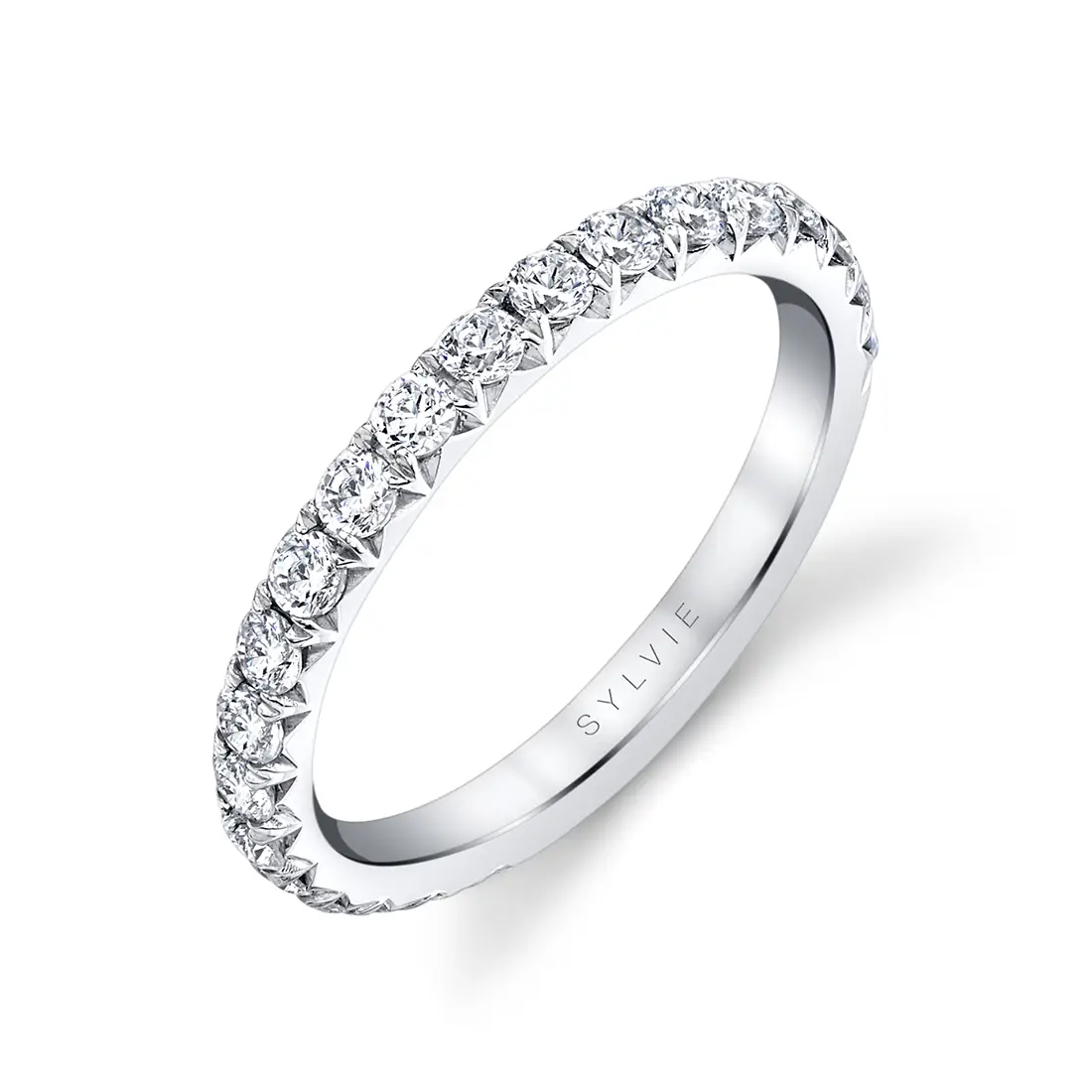White Gold Wide Pave Wedding Band - Querida