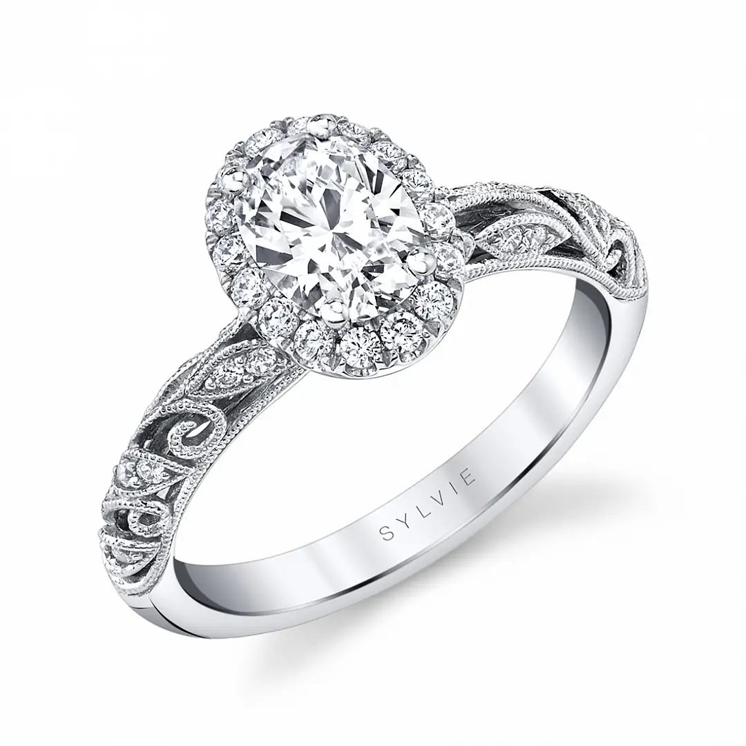 Vintage Oval Engagement Ring Rochelle By Sylvie Jewelry