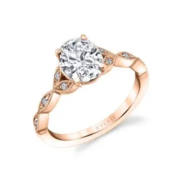 White Gold Oval Cut Unique Vintage Engagement Ring - Frederique