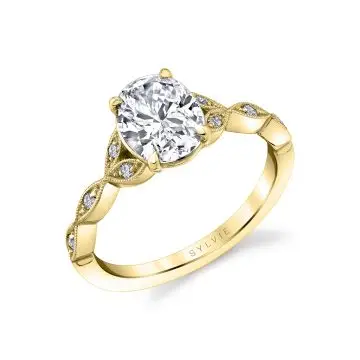 White Gold Oval Cut Unique Vintage Engagement Ring - Frederique