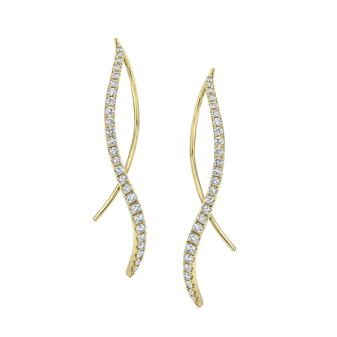 diamond fish hook drop earrings