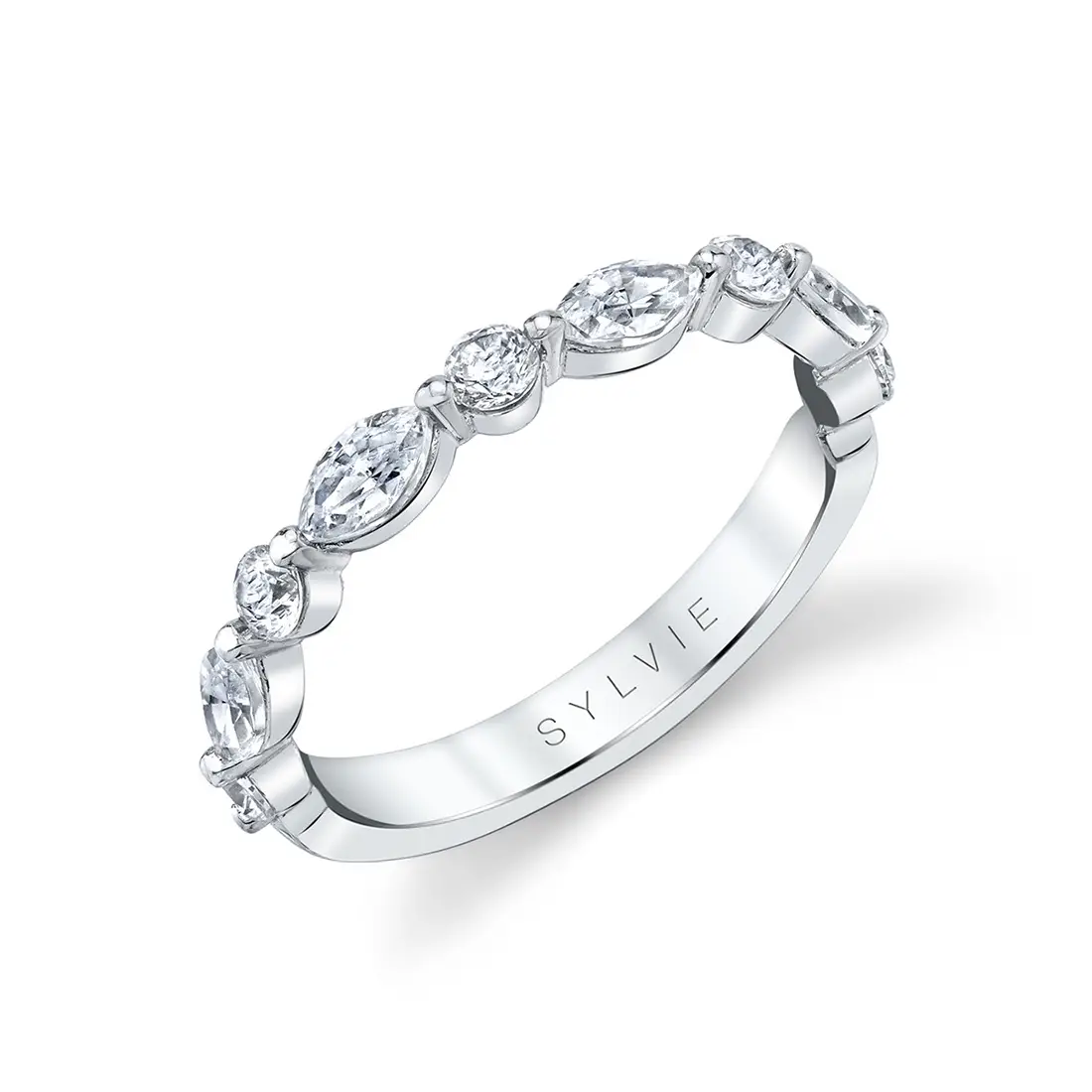 Marquise Wedding Band with Shared Prongs Sylvie Jewelry