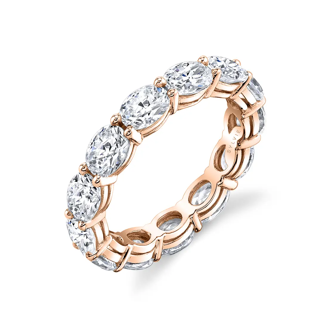 Oval Diamond Eternity Band set East to West