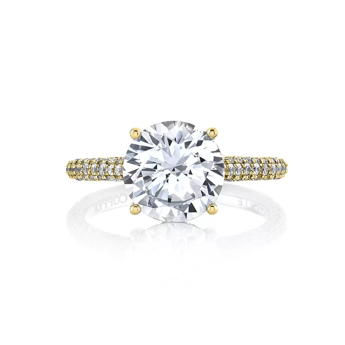 White Gold Round Cut Hidden Halo Pave Engagement Ring - Peighton