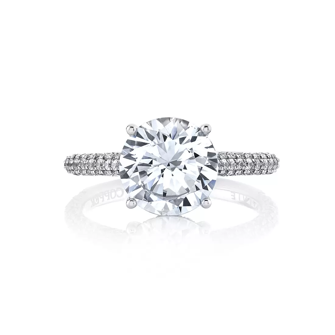 Round Cut Hidden Halo Pave Engagement Ring - Peighton - Sylvie Jewelry