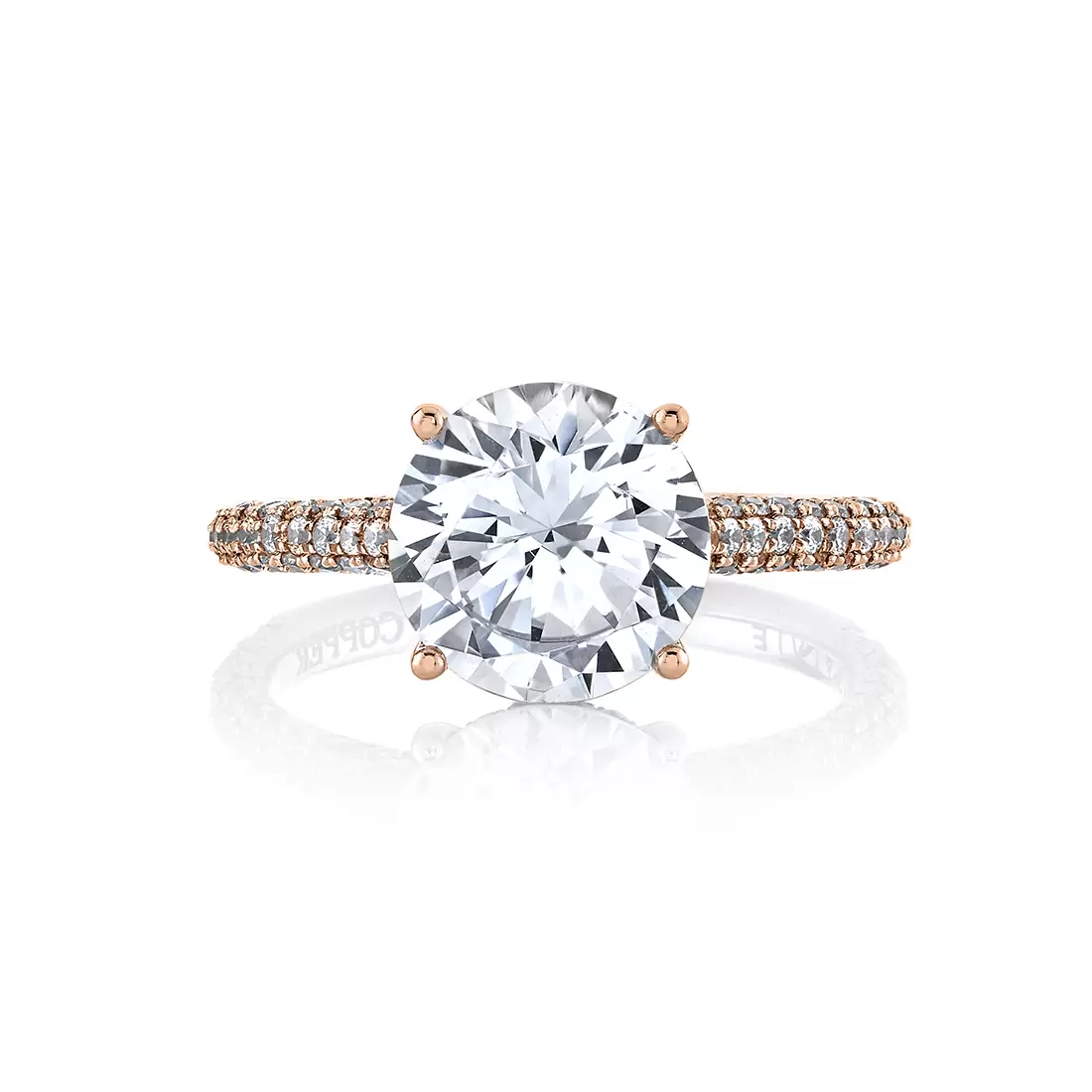 White Gold Round Cut Hidden Halo Pave Engagement Ring - Peighton