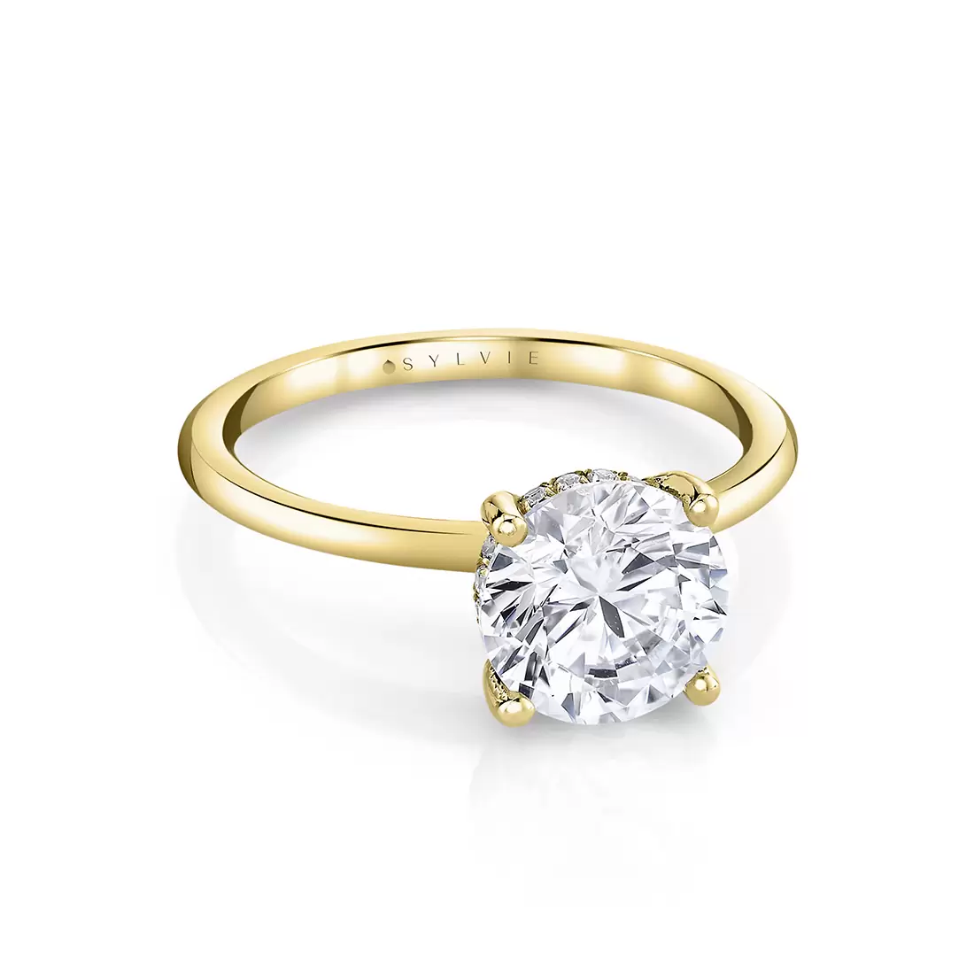 White Gold Round Cut Hidden Halo Engagement Ring - Melany - Lifestyle Image - Lifestyle Image