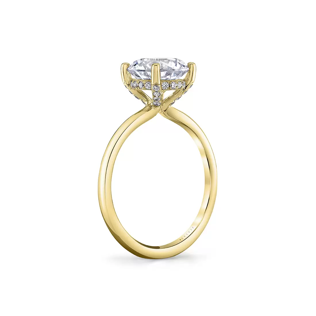 White Gold Round Cut Hidden Halo Engagement Ring - Melany - Lifestyle Image - Lifestyle Image