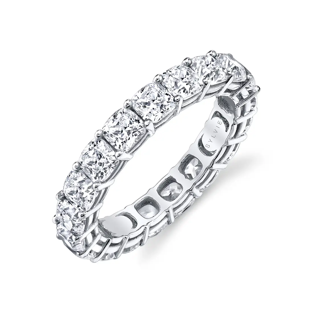 white gold cushion cut diamond eternity band