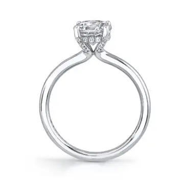 White Gold Round Cut Hidden Halo Engagement Ring - Melany
