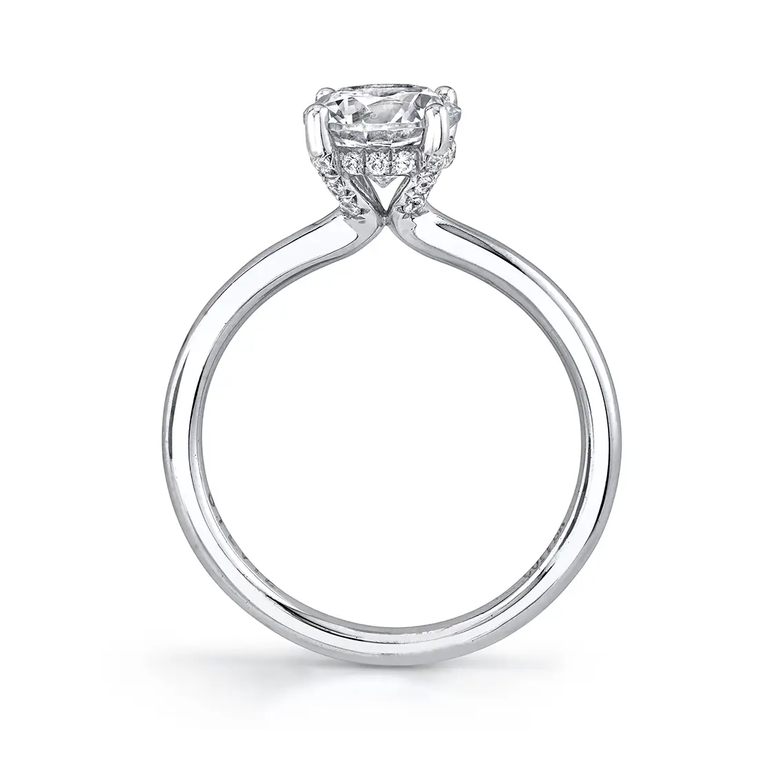 White Gold Round Cut Hidden Halo Engagement Ring - Melany - Lifestyle Image