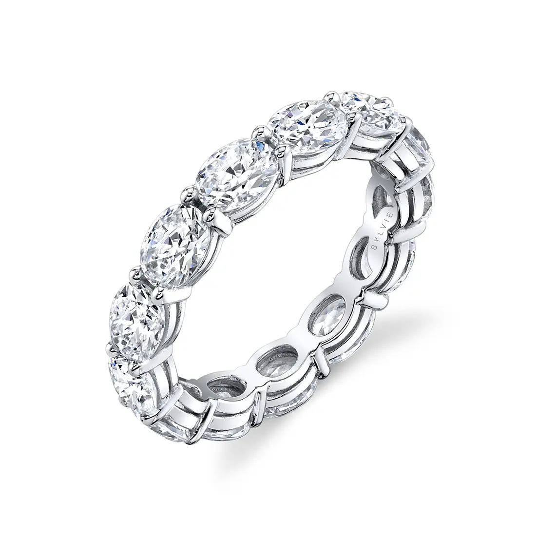 oval diamond eternity band set east to west