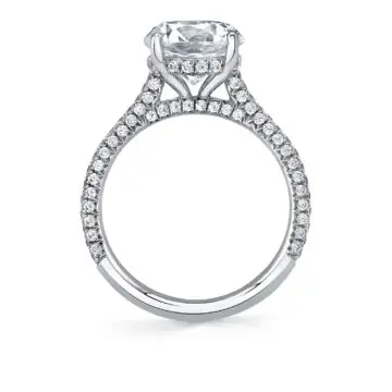 White Gold Round Cut Hidden Halo Pave Engagement Ring - Peighton