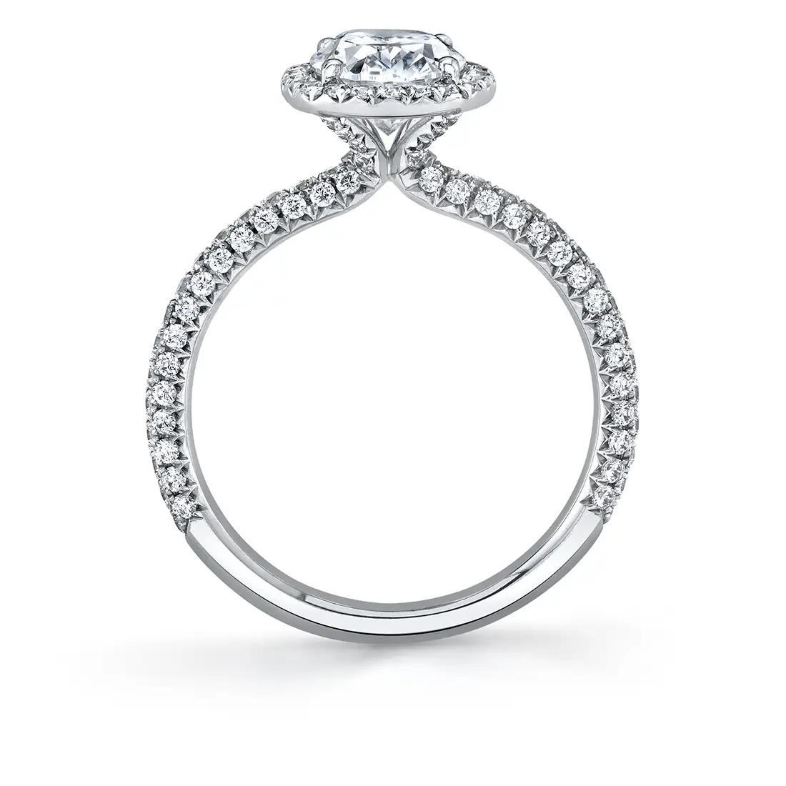White Gold Pave Oval Engagement Ring - Fara