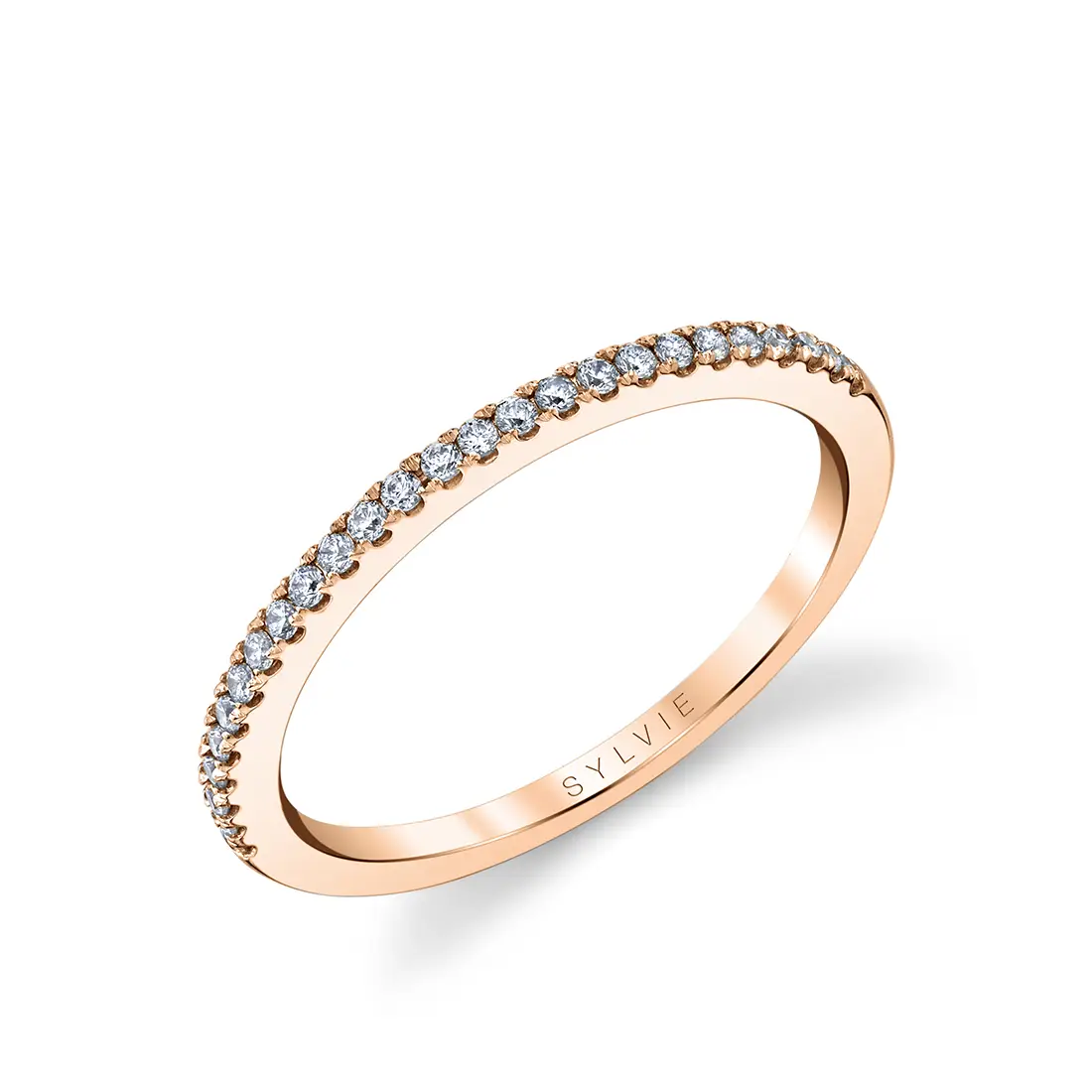 White Gold Classic Thin Pave Wedding Band - Carlotta