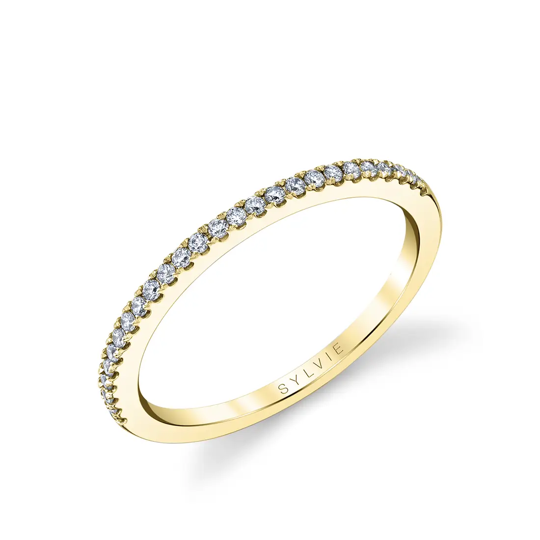 White Gold Classic Thin Pave Wedding Band - Carlotta