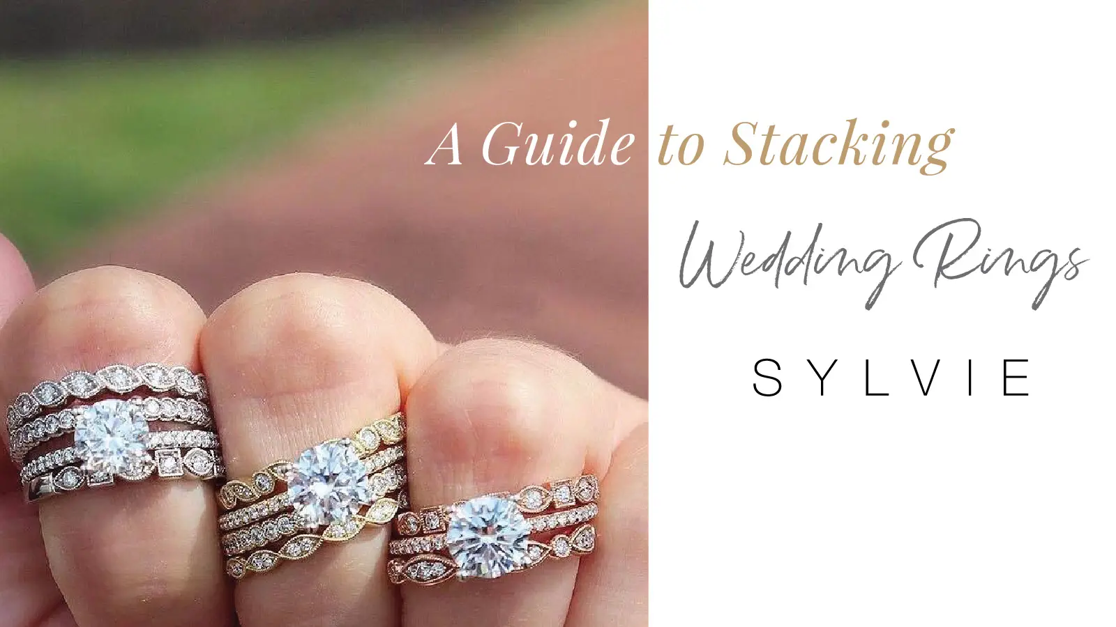 Engagement ring with stackable bands deals