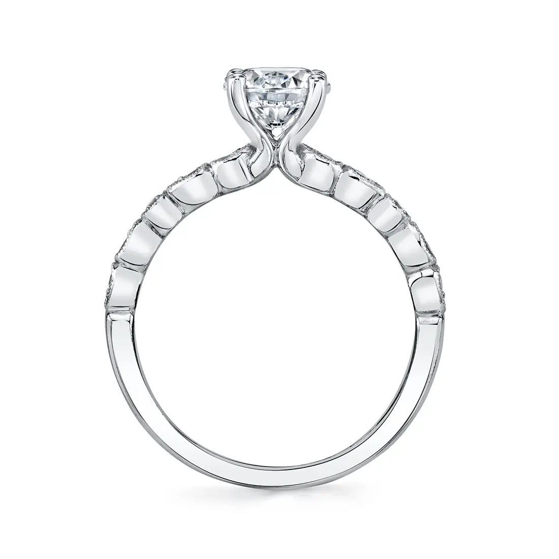 White Gold Unique Stackable Engagement Ring - Vida