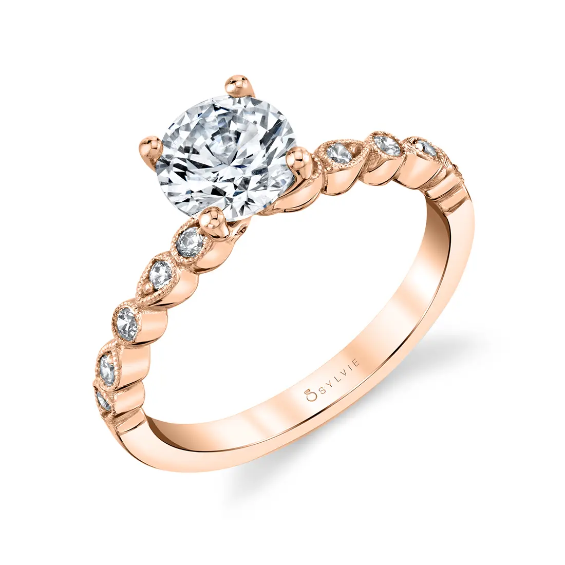 Unique Stackable Engagement Ring in rose gold