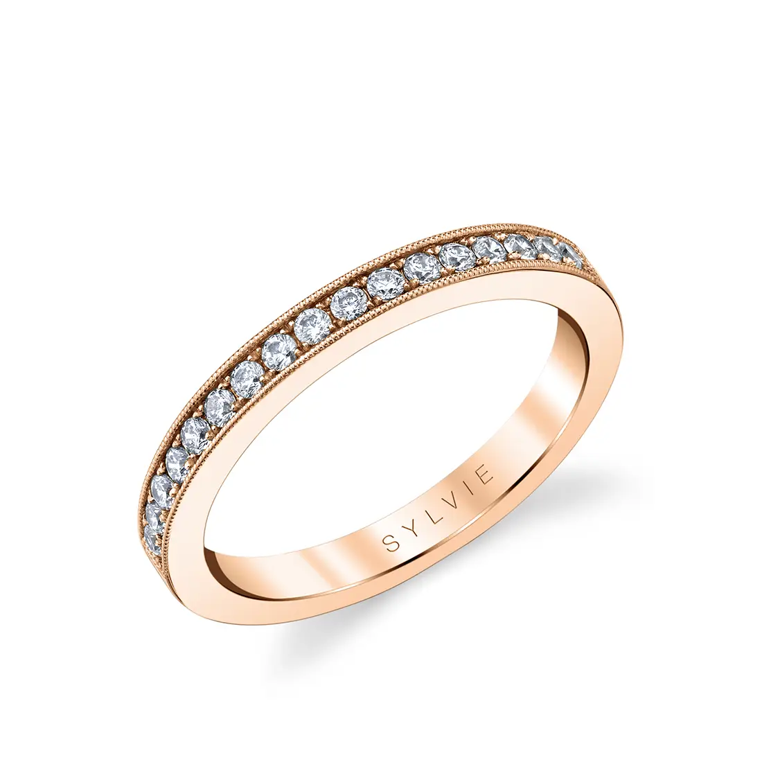 Round Cut Classic Channel Set Wedding Band - Bianca