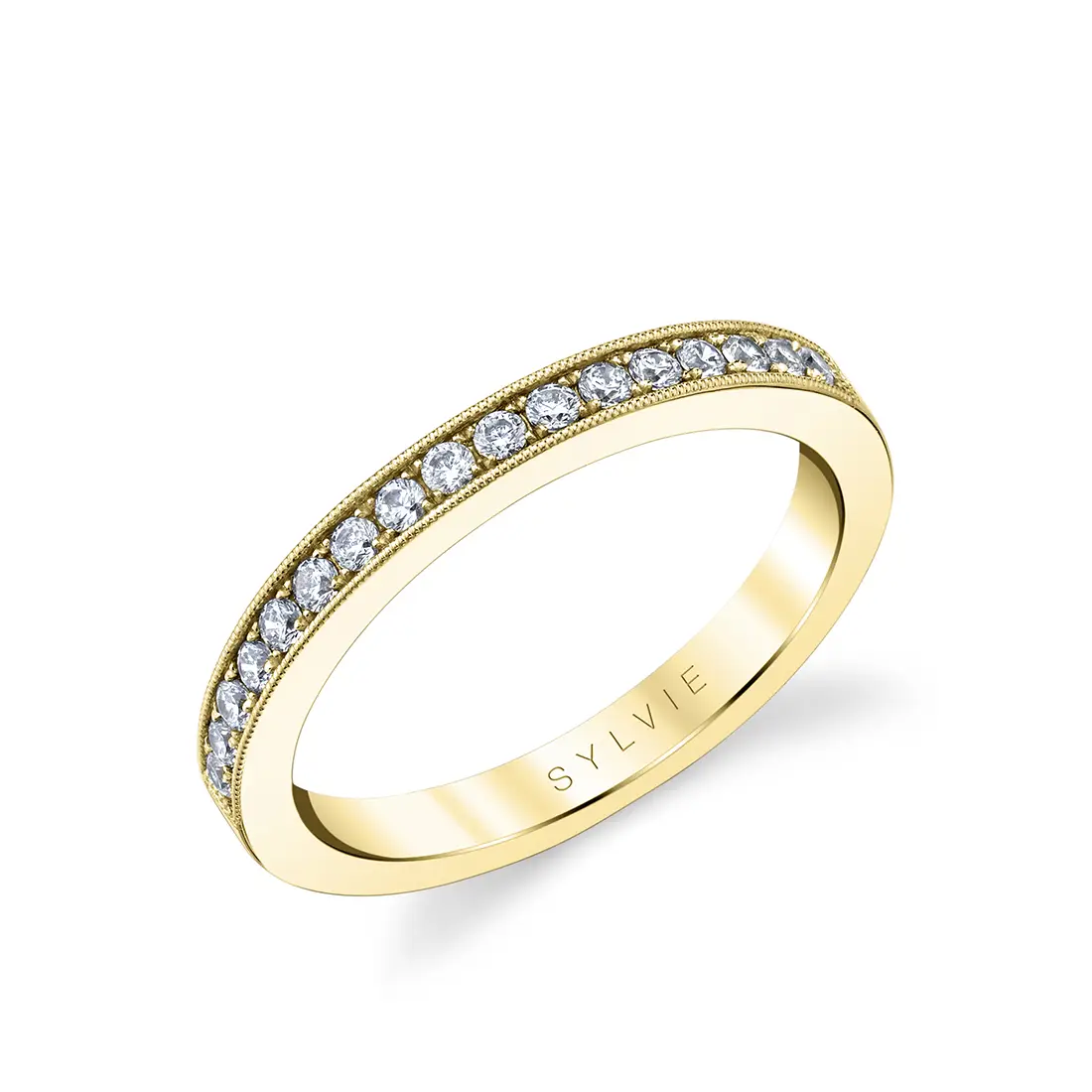 Round Cut Classic Channel Set Wedding Band - Bianca