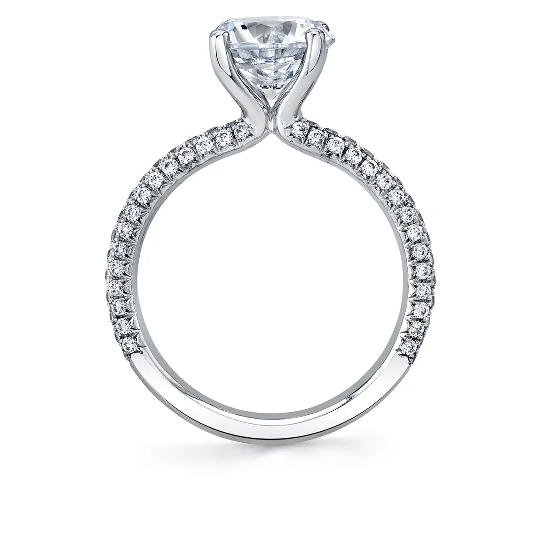 profile view of a classic pave engagement ring