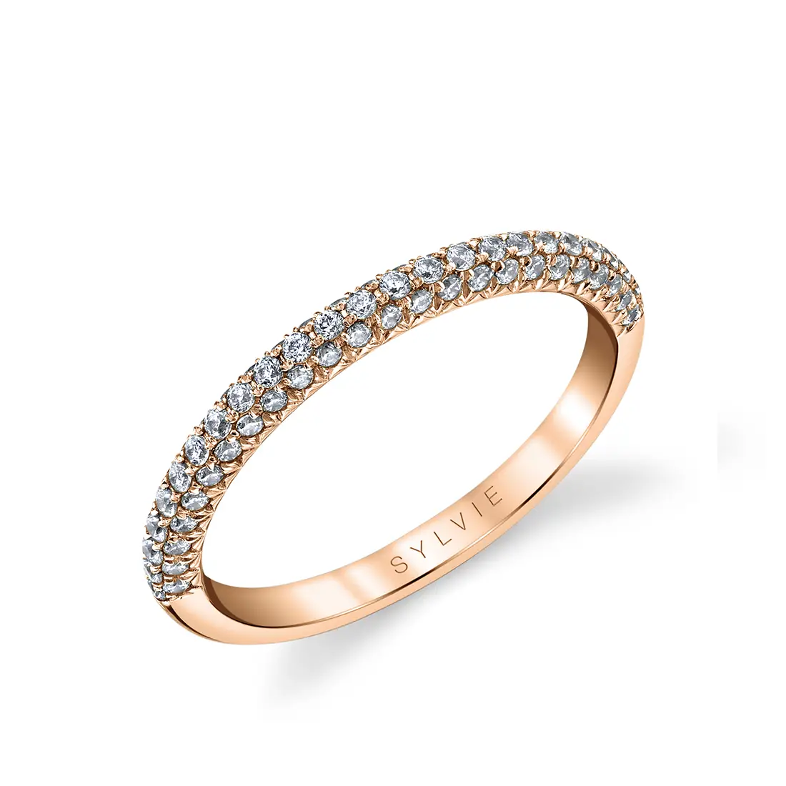 Round Cut Classic Pave Wedding Band - Elienor