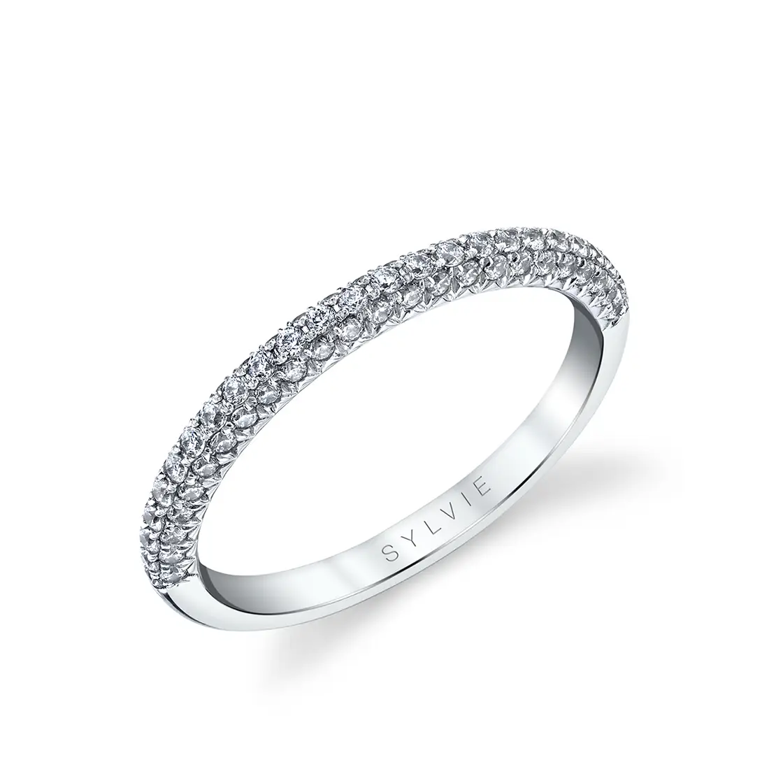 Round Cut Classic Pave Wedding Band - Elienor