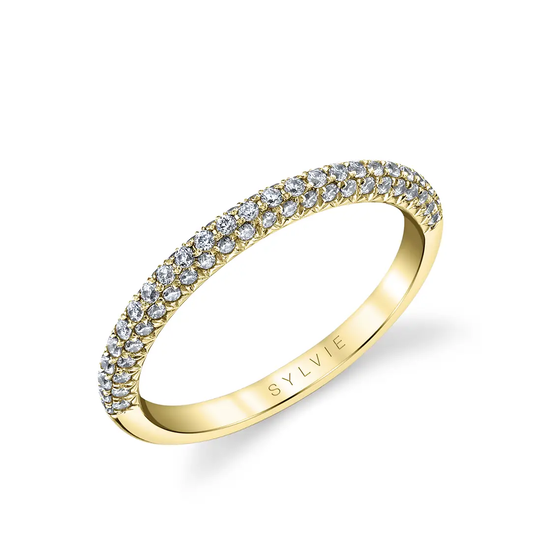 White Gold Classic Pave Wedding Band - Elienor