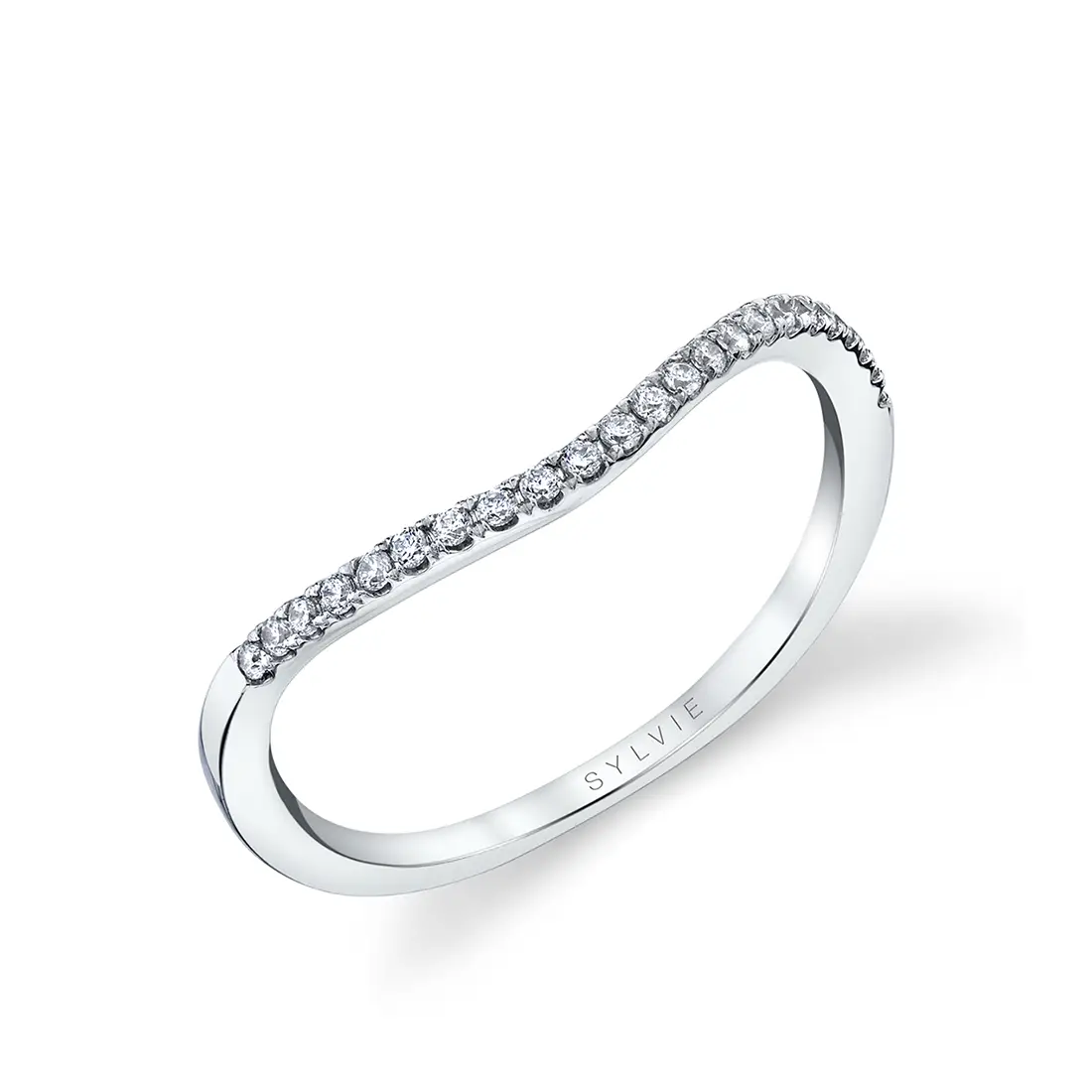 White Gold Classic Curved Wedding Band - Hannah