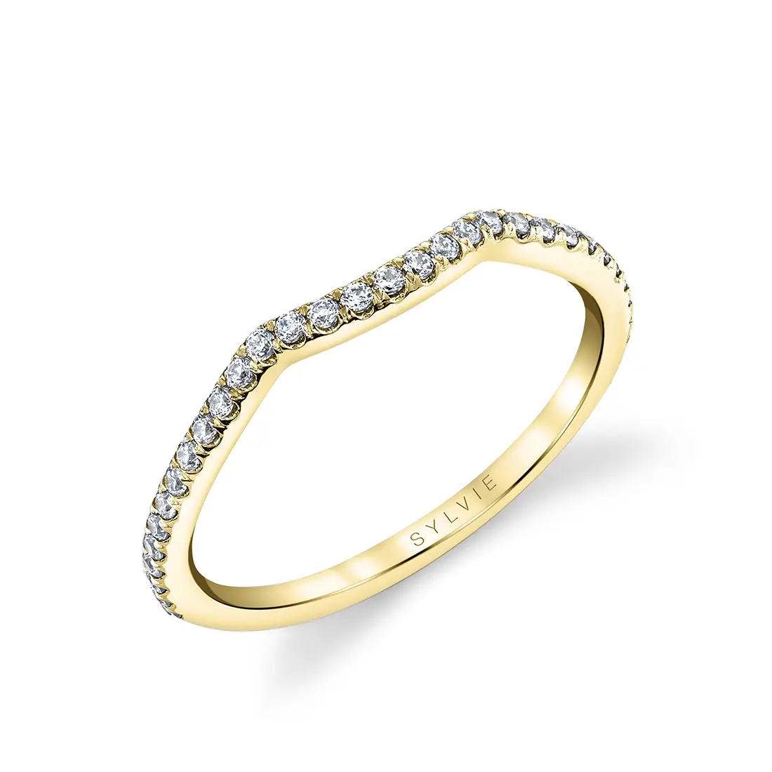 White Gold Curved Wedding Band