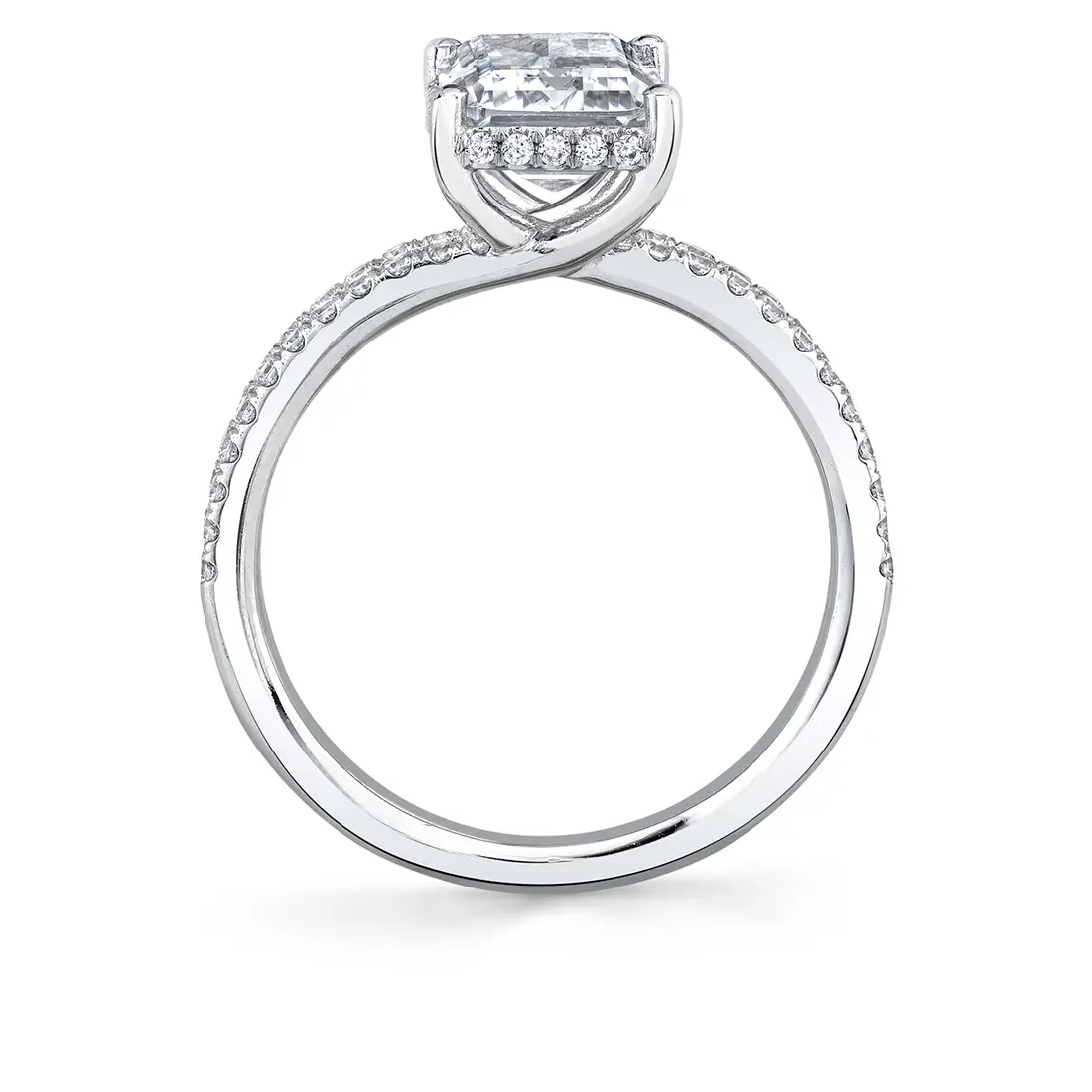 Emerald Cut Hidden Halo Engagement Ring With Split Shank – Halle