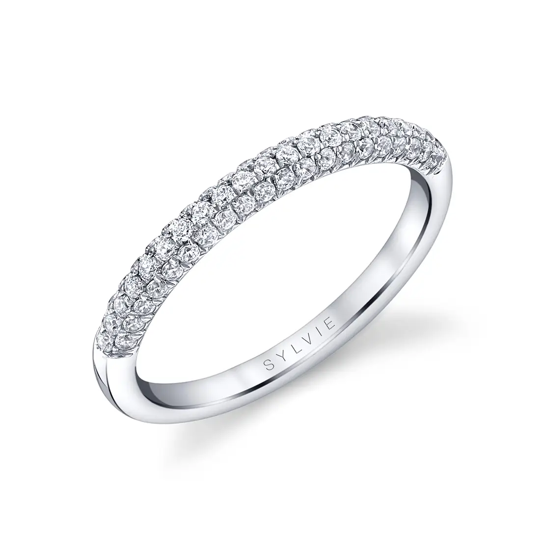 micro pave wedding band in white gold