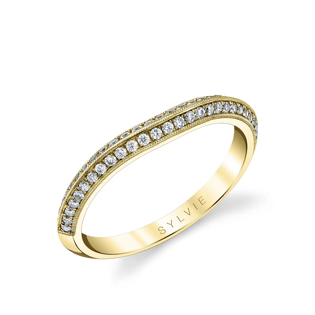 White Gold Vintage Inspired Micro Pave Wedding Band