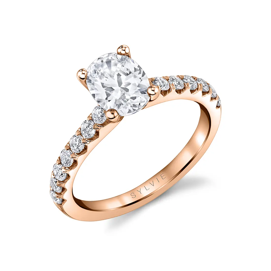White Gold Oval Cut Classic Engagement Ring - Aimee