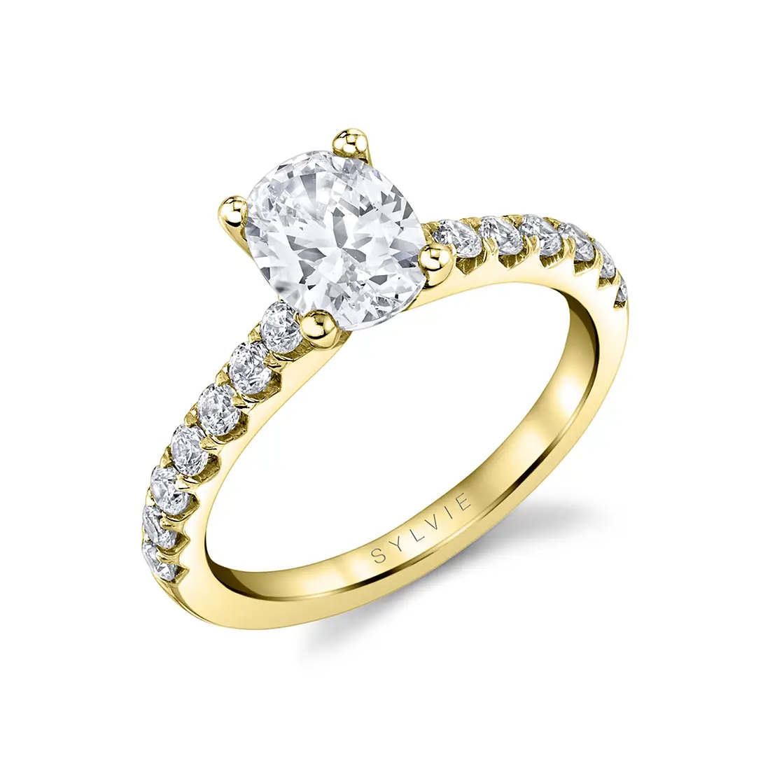 White Gold Oval Cut Classic Engagement Ring - Aimee