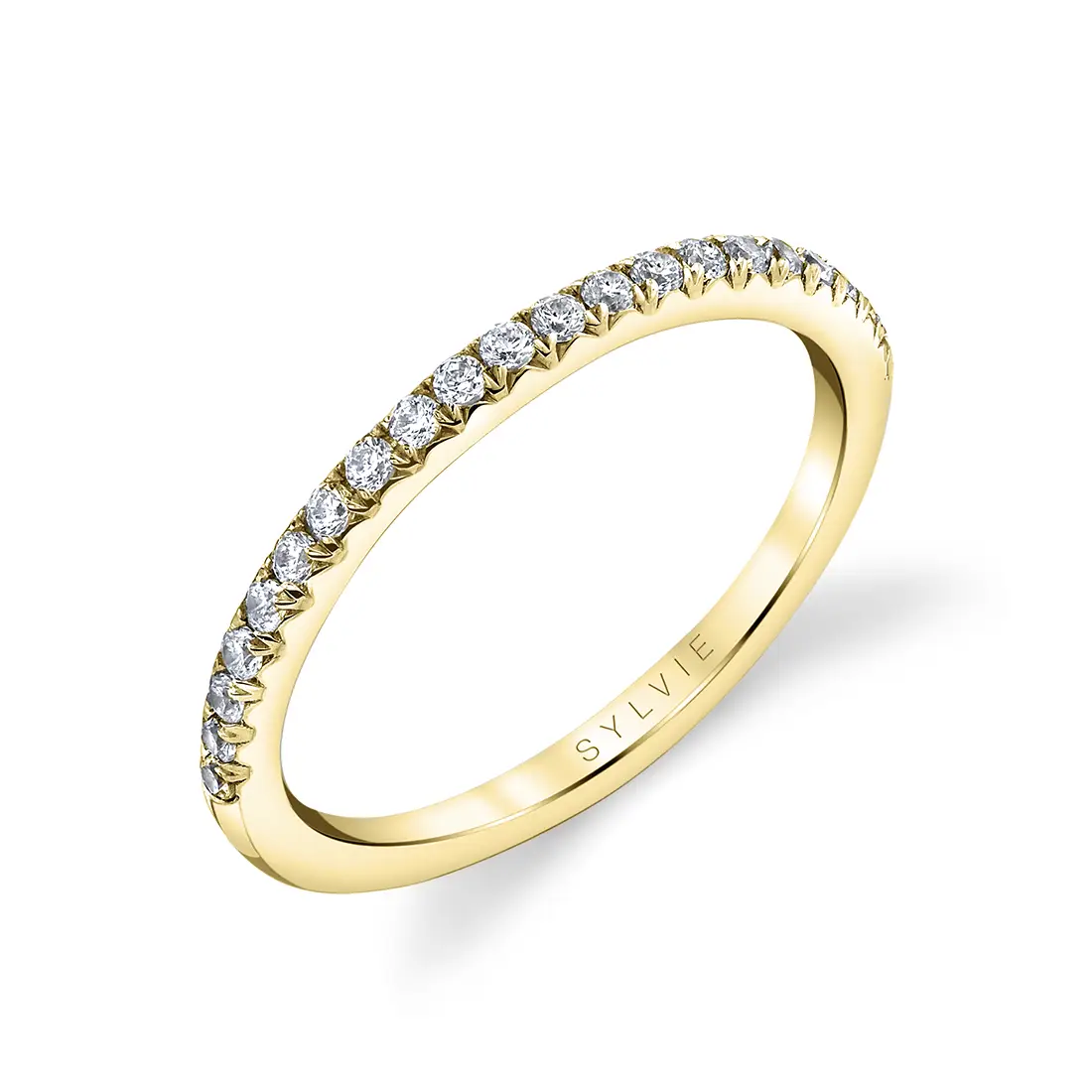 White Gold Round Cut Pave Diamond Wedding Band - Gemma