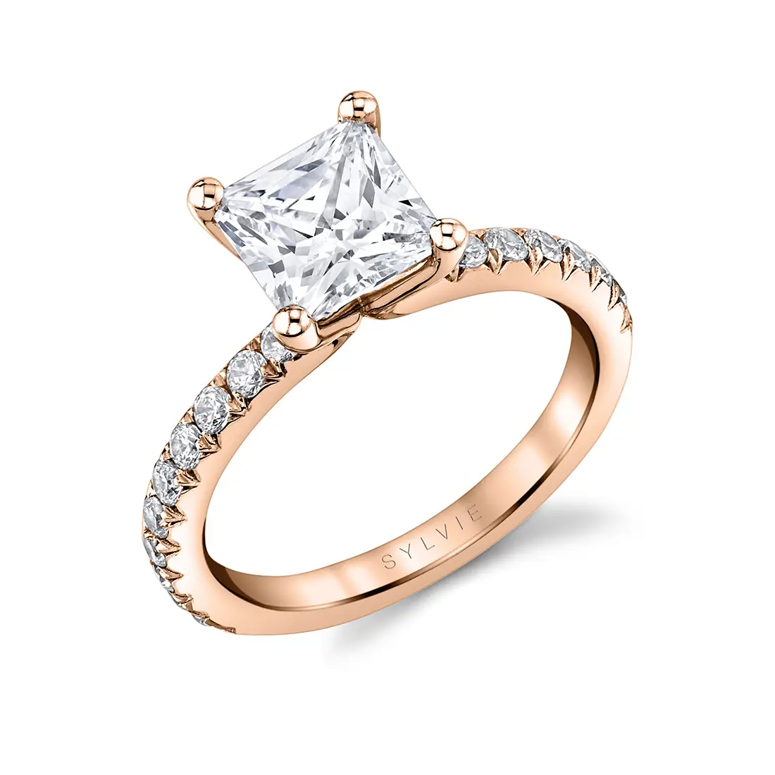 White Gold Princess Cut Classic Engagement Ring - Vanessa