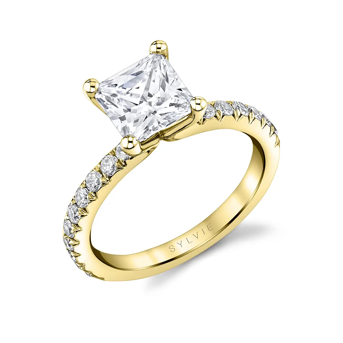 White Gold Princess Cut Classic Engagement Ring - Vanessa