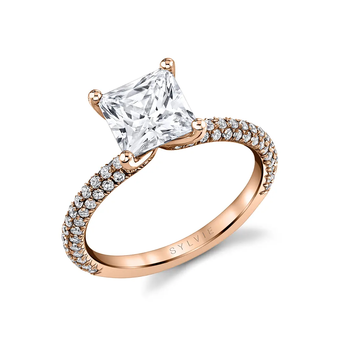 White Gold Princess Cut Classic Pave Engagement Ring - Braylin