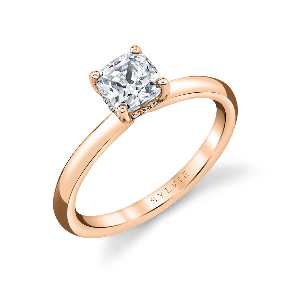White Gold Cushion Cut Solitaire Engagement Ring - Joanna