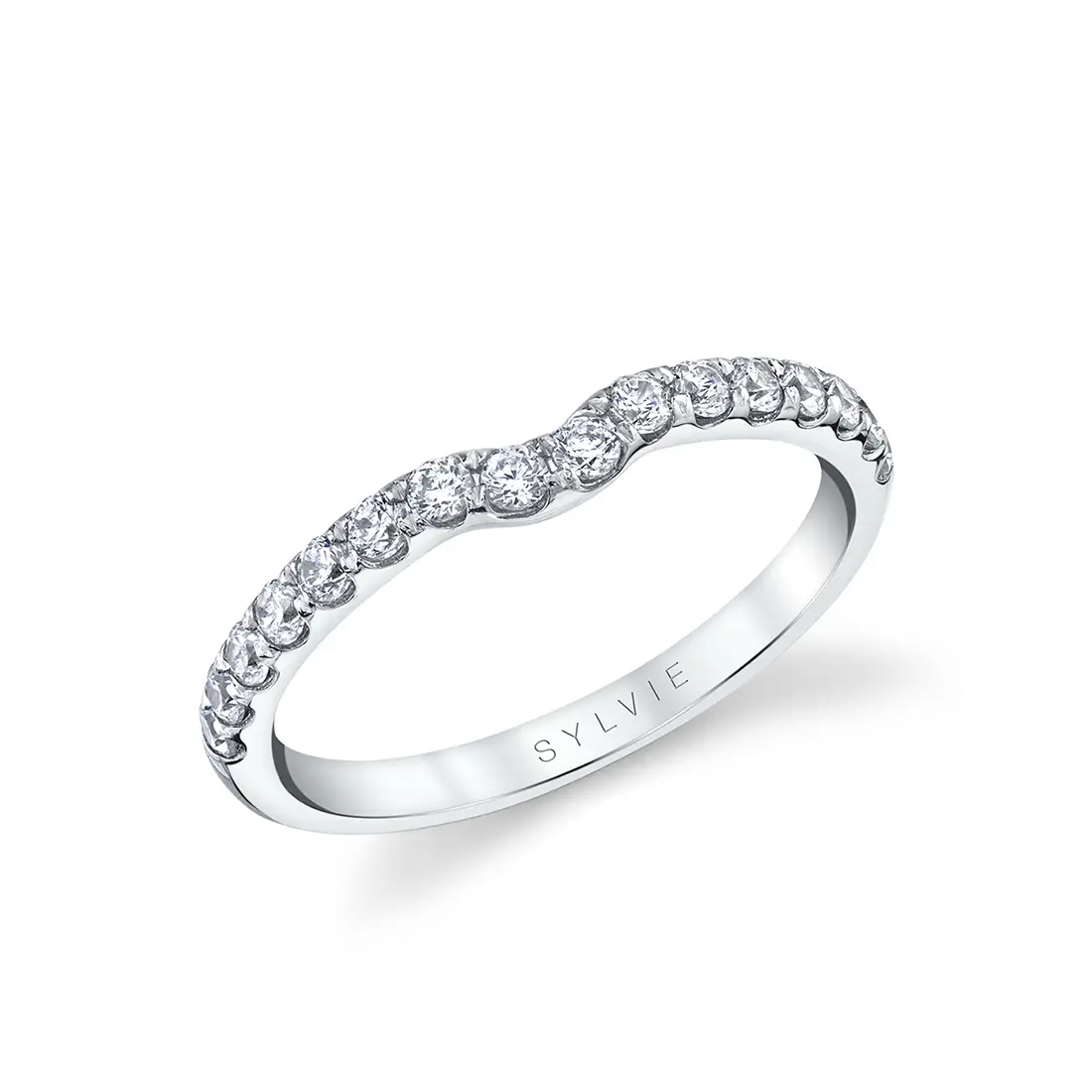 Round Cut Thick Curved Wedding Band - Xenia