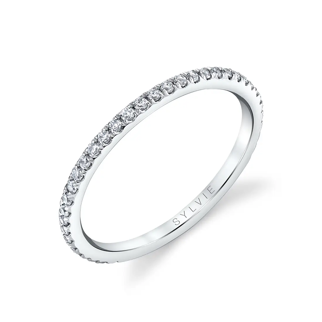 Round Cut Thin Diamond Wedding Band - Guiliana