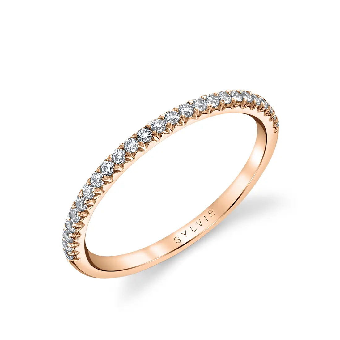 Round Cut Thin Diamond Wedding Ring - Tamara