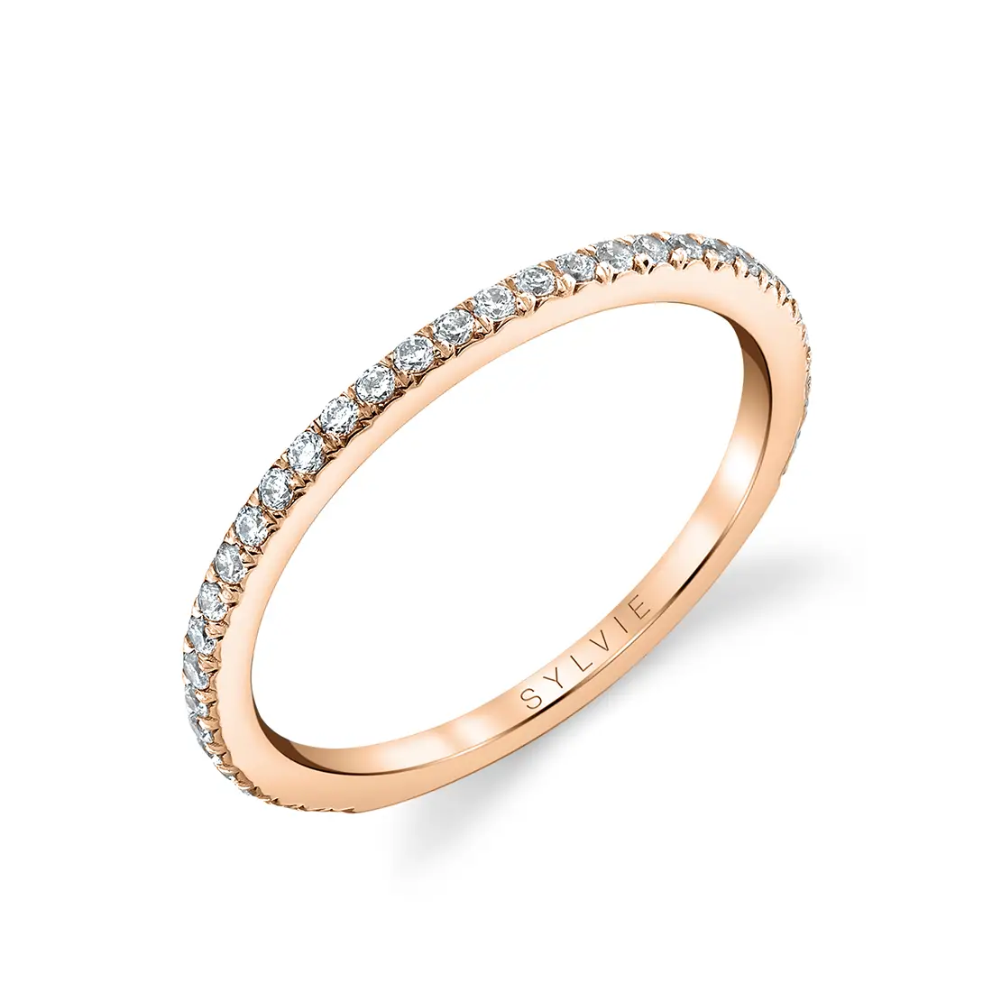 White Gold Thin Pave Wedding Band - Steffi