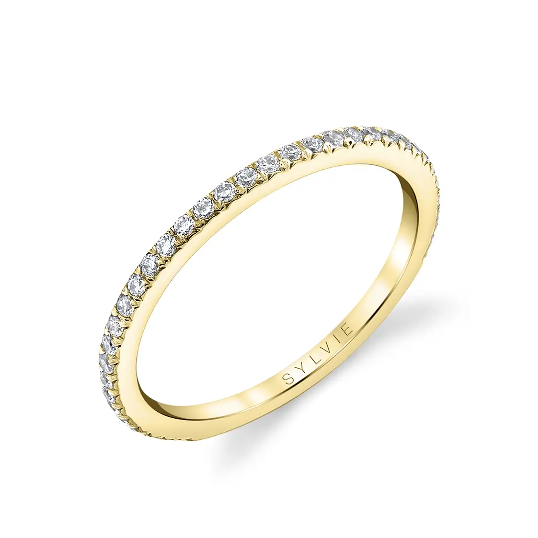 White Gold Thin Pave Wedding Band - Steffi